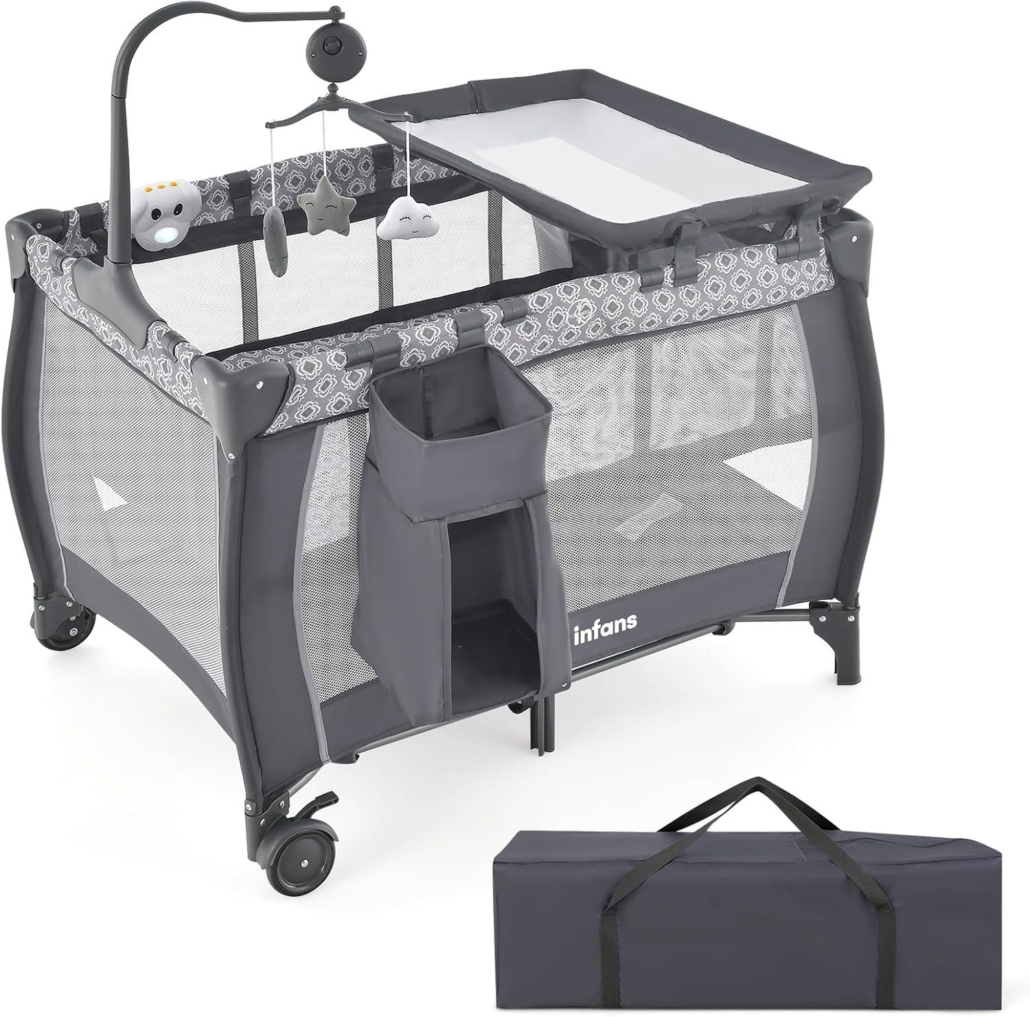 3 in 1 Pack and Play, Portable Travel Baby Crib Bassinet with Detachable Mattress, Newborn Changing Table, Foldable Playpen with Carry Bag and 2 Wheels (Classic) 3 in 1 pack and play, portable travel baby crib bassinet with detachable mattress, newborn changing table, foldable playpen with carry bag and 2 wheels (classic)