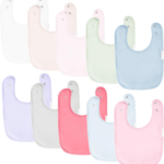 10 pack solid color baby bibs – soft absorbent drool bibs with adjustable snaps for infants toddler