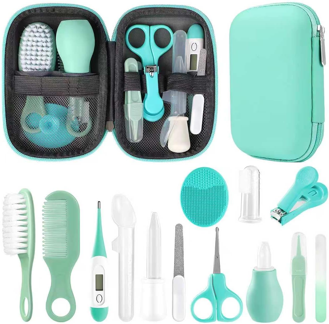 baby grooming kit, infant safety care set with hair brush, comb ,nail clipper, nasal aspirator,baby essentials kit for newborn (grey white) baby grooming kit, infant safety care set with hair brush, comb ,nail clipper, nasal aspirator,baby essentials kit for newborn (grey white)