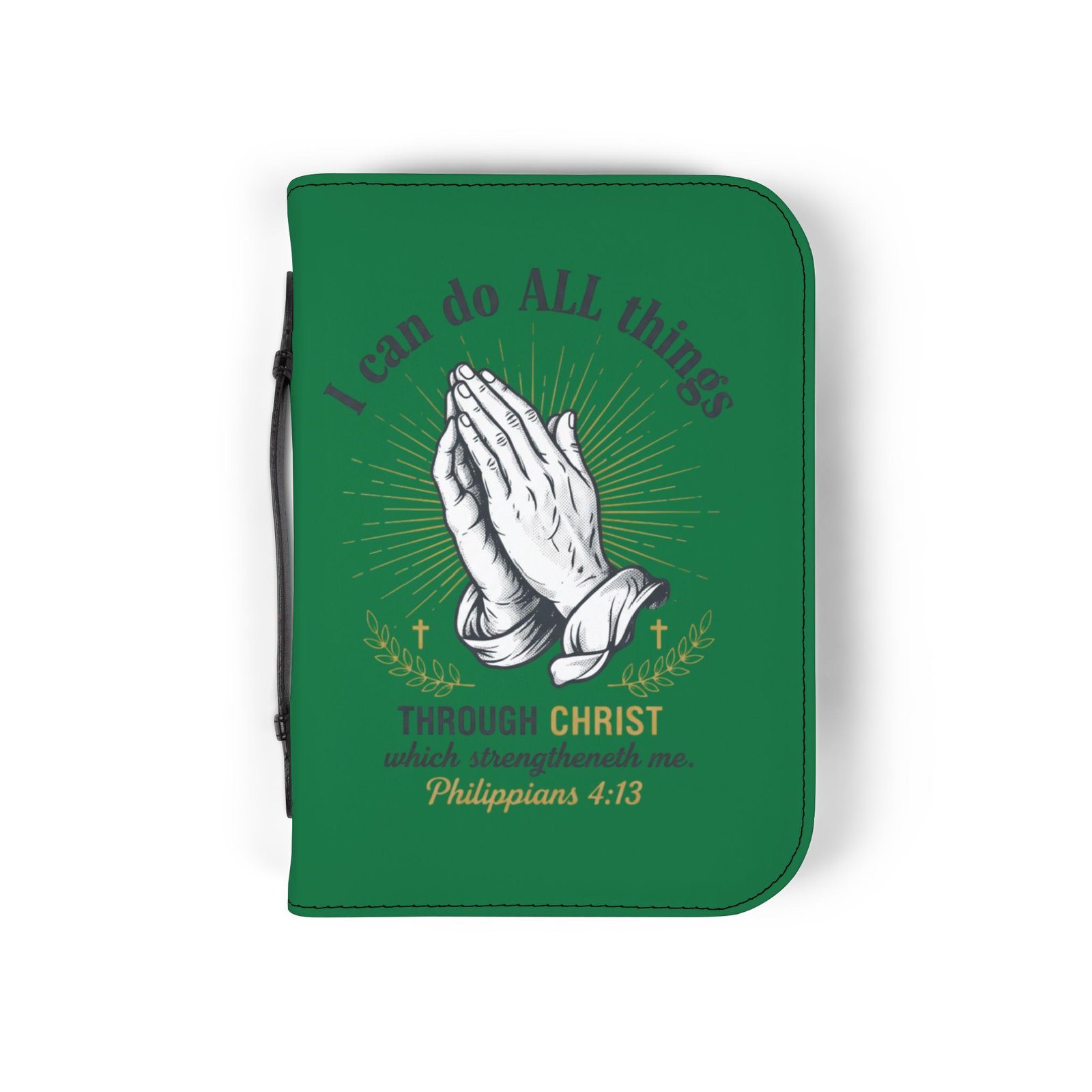 bible cover "i can do all things through christ" praying hands protective zip bible case bible cover "i can do all things through christ" praying hands protective zip bible case