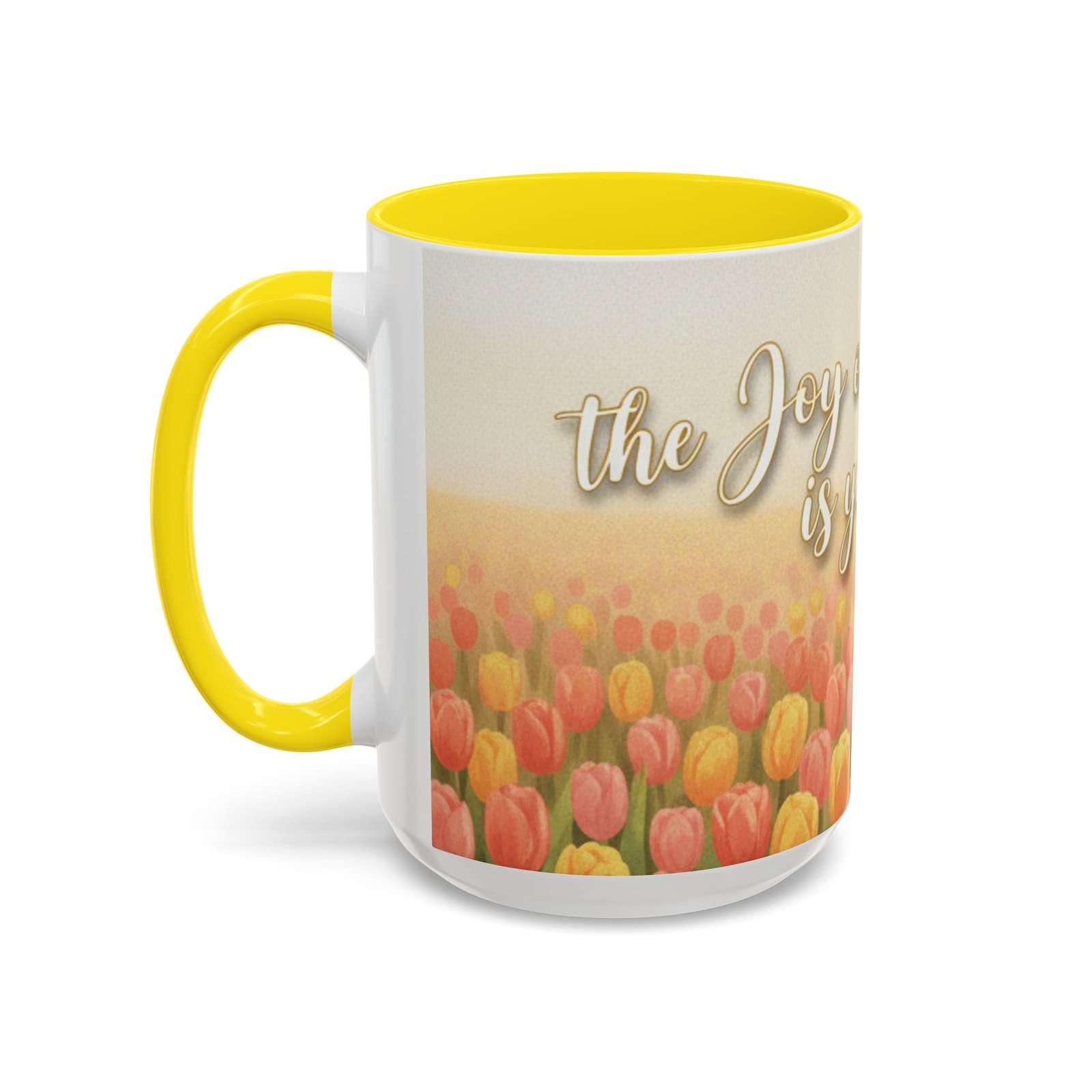 faith tulip accent coffee mug — “joy of the lord is your strength” inspirational christian gift faith tulip accent coffee mug — “joy of the lord is your strength” inspirational christian gift