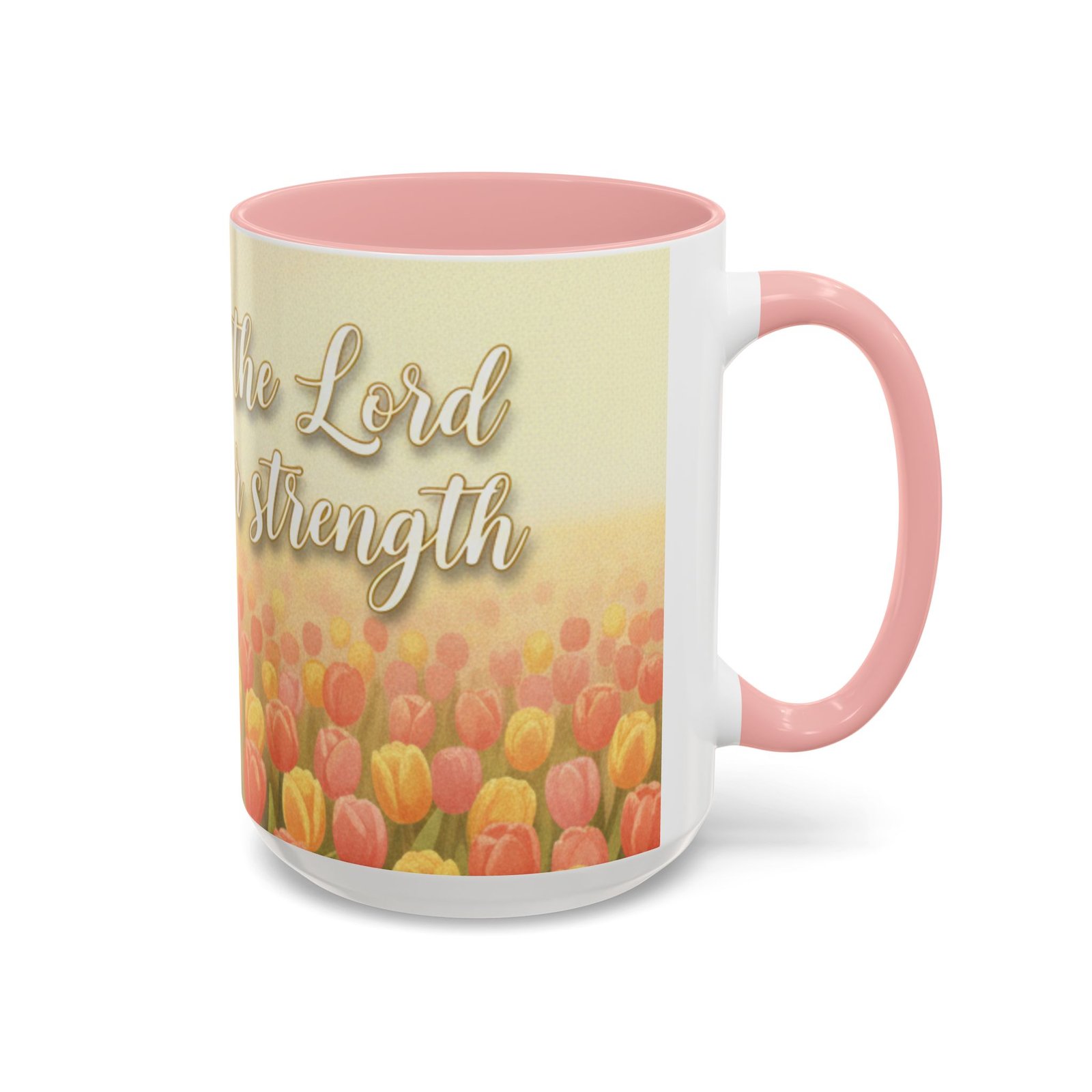 faith tulip accent coffee mug — “joy of the lord is your strength” inspirational christian gift faith tulip accent coffee mug — “joy of the lord is your strength” inspirational christian gift