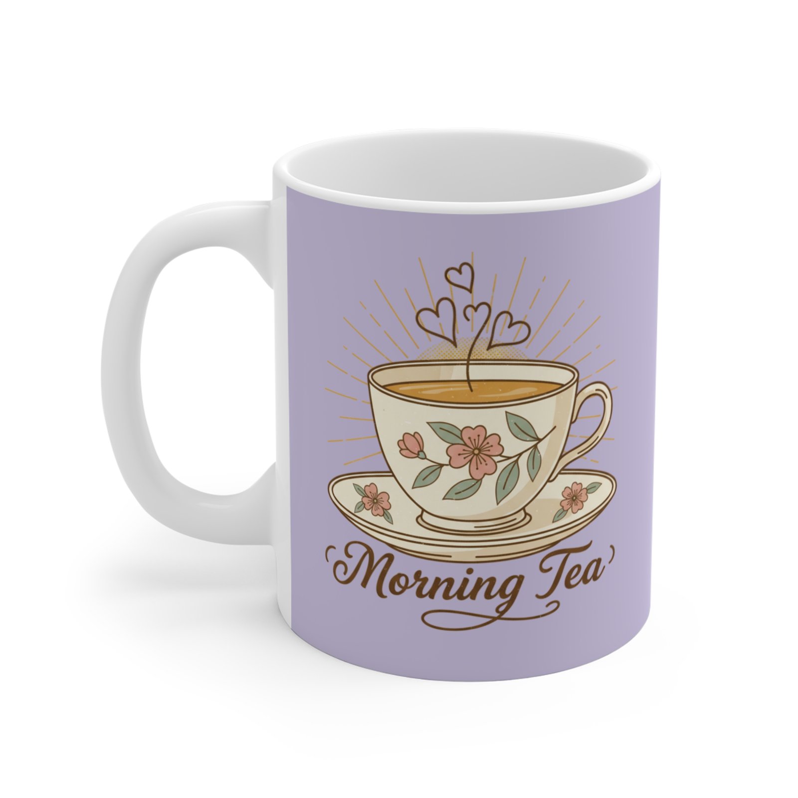 Shubal Store Morning Tea Floral Mug — 11oz Lavender Tea Cup Ceramic
