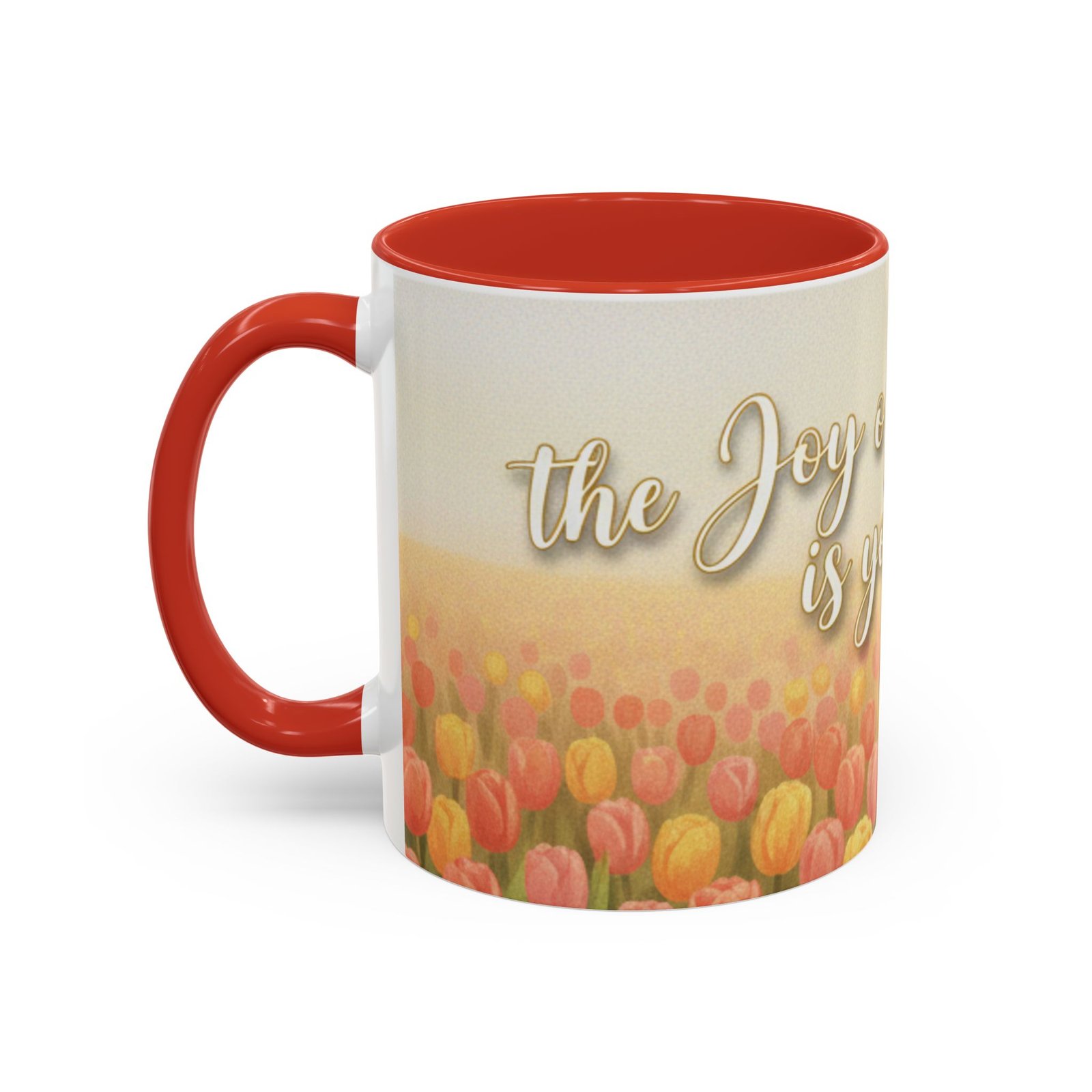 faith tulip accent coffee mug — “joy of the lord is your strength” inspirational christian gift faith tulip accent coffee mug — “joy of the lord is your strength” inspirational christian gift