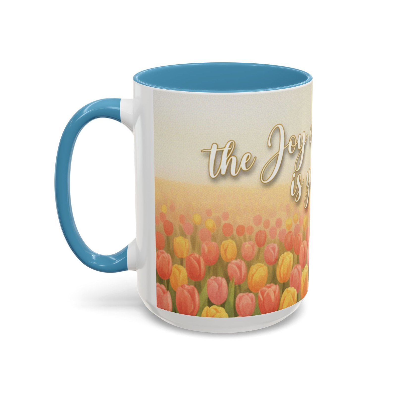 faith tulip accent coffee mug — “joy of the lord is your strength” inspirational christian gift faith tulip accent coffee mug — “joy of the lord is your strength” inspirational christian gift
