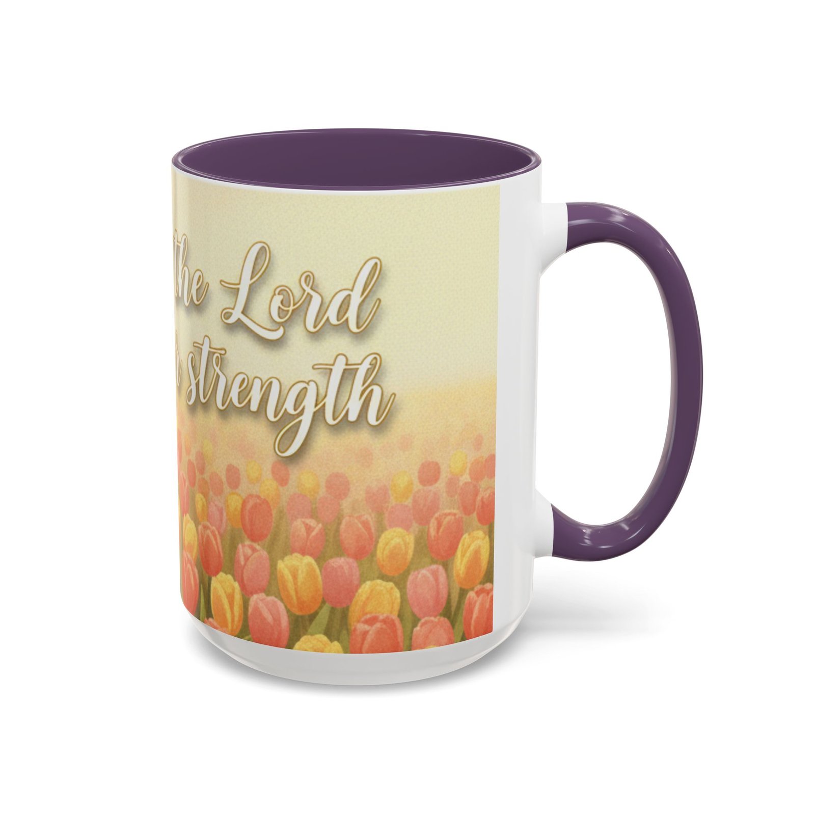 faith tulip accent coffee mug — “joy of the lord is your strength” inspirational christian gift faith tulip accent coffee mug — “joy of the lord is your strength” inspirational christian gift