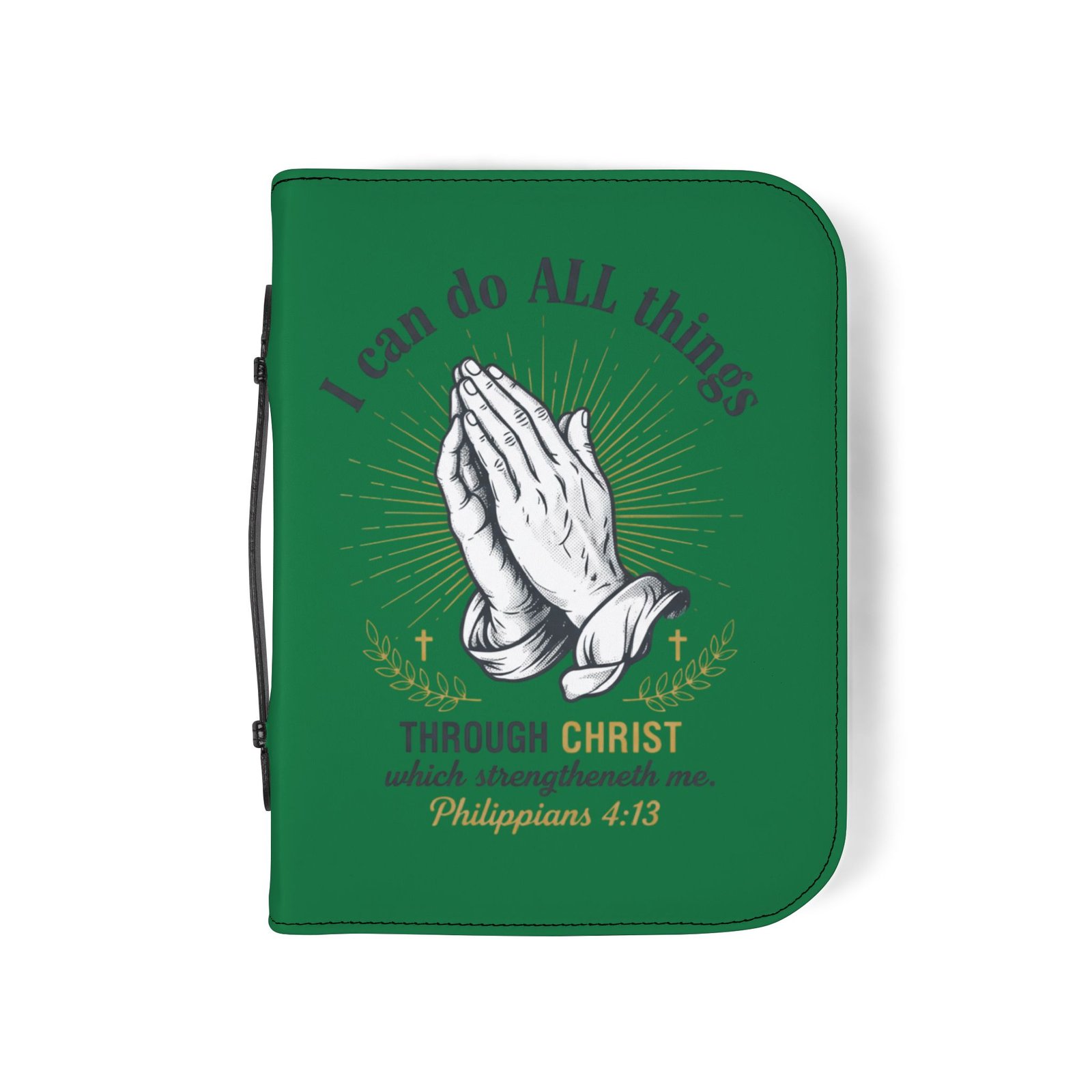 bible cover "i can do all things through christ" praying hands protective zip bible case bible cover "i can do all things through christ" praying hands protective zip bible case