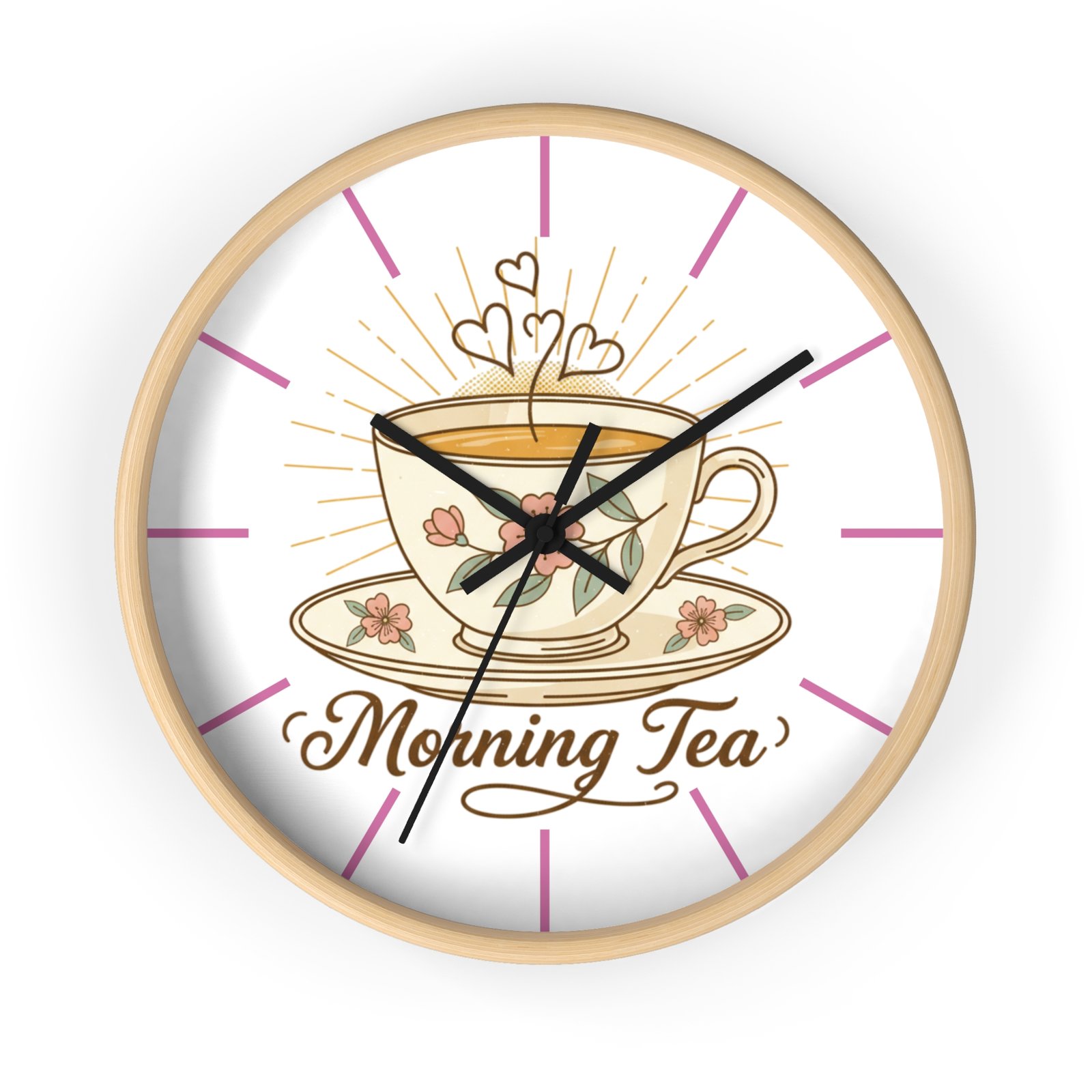 Shubal Store Morning Tea Wall Clock — Vintage Teacup Kitchen Clock