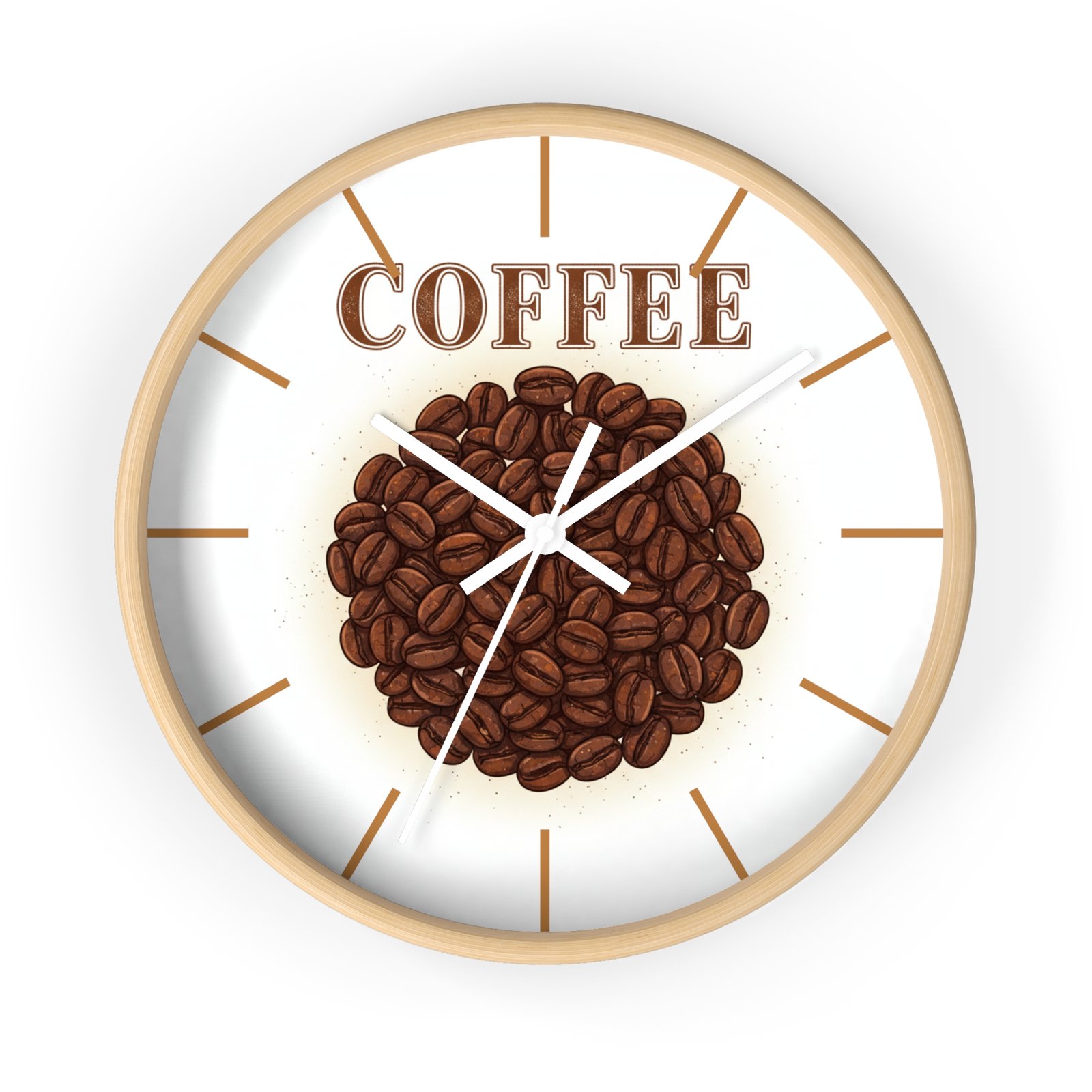 Shubal Store Coffee Bean Wall Clock — Rustic Kitchen Decor for Coffee Lovers