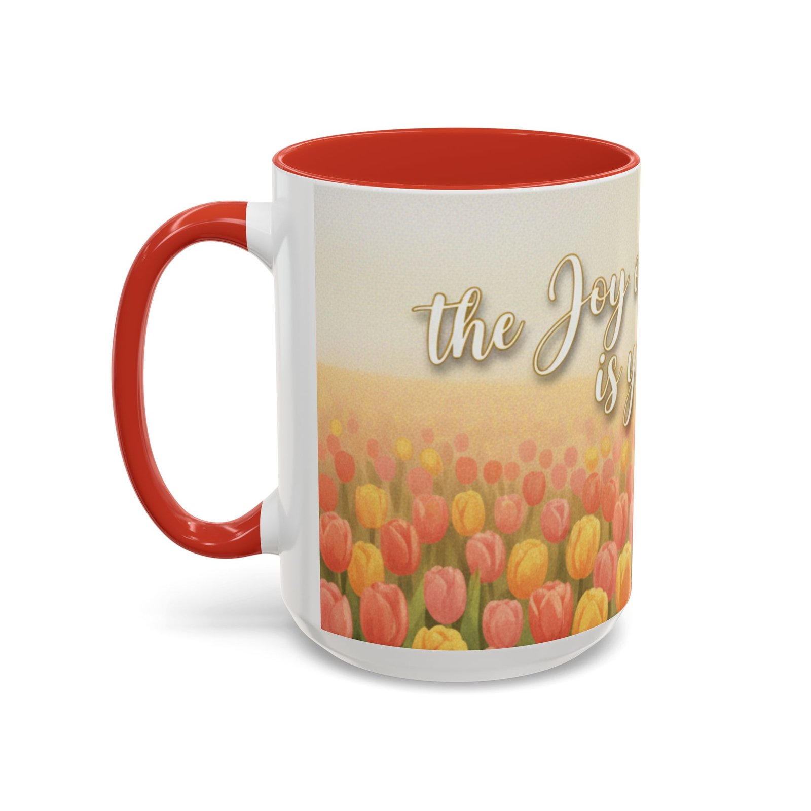 faith tulip accent coffee mug — “joy of the lord is your strength” inspirational christian gift faith tulip accent coffee mug — “joy of the lord is your strength” inspirational christian gift