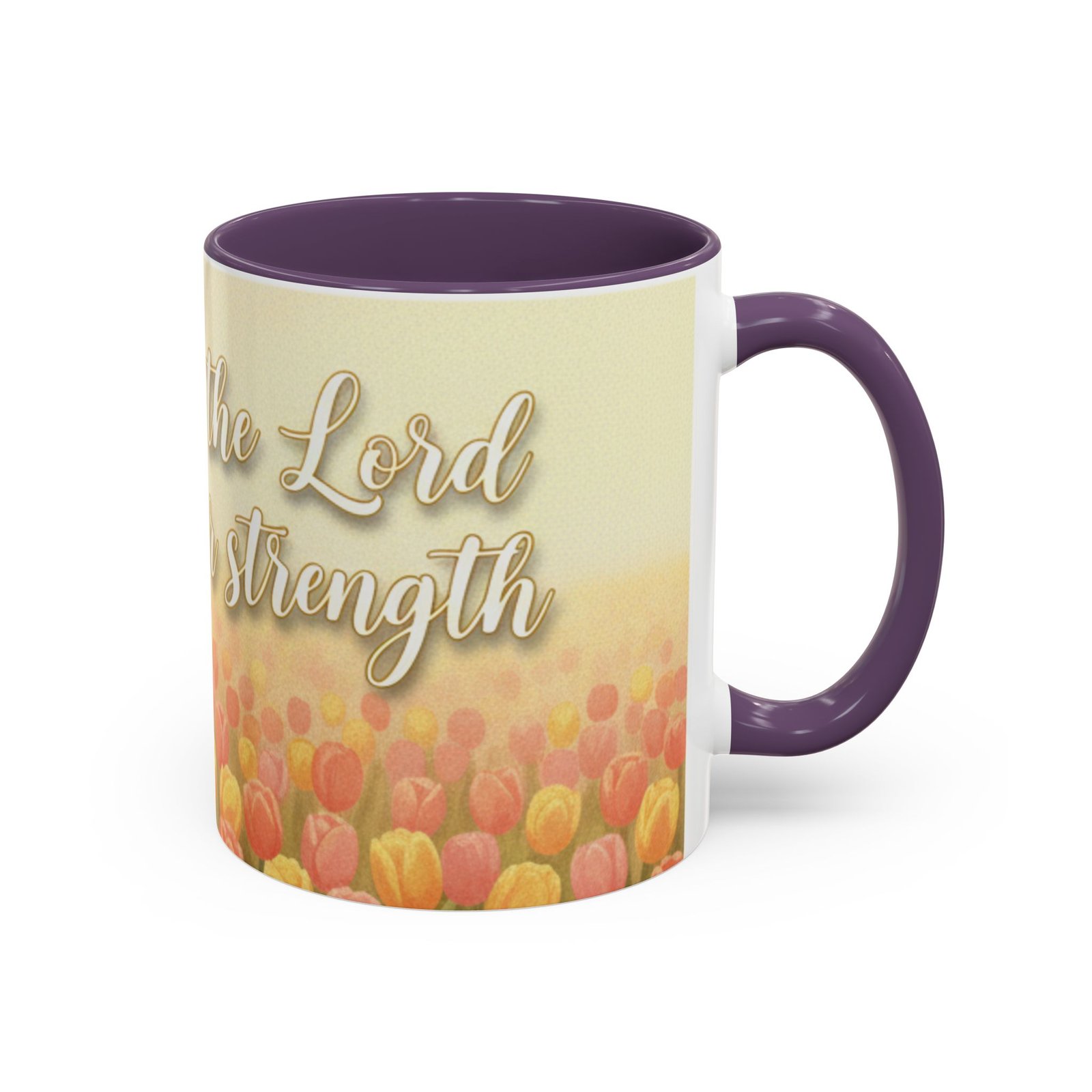 faith tulip accent coffee mug — “joy of the lord is your strength” inspirational christian gift faith tulip accent coffee mug — “joy of the lord is your strength” inspirational christian gift
