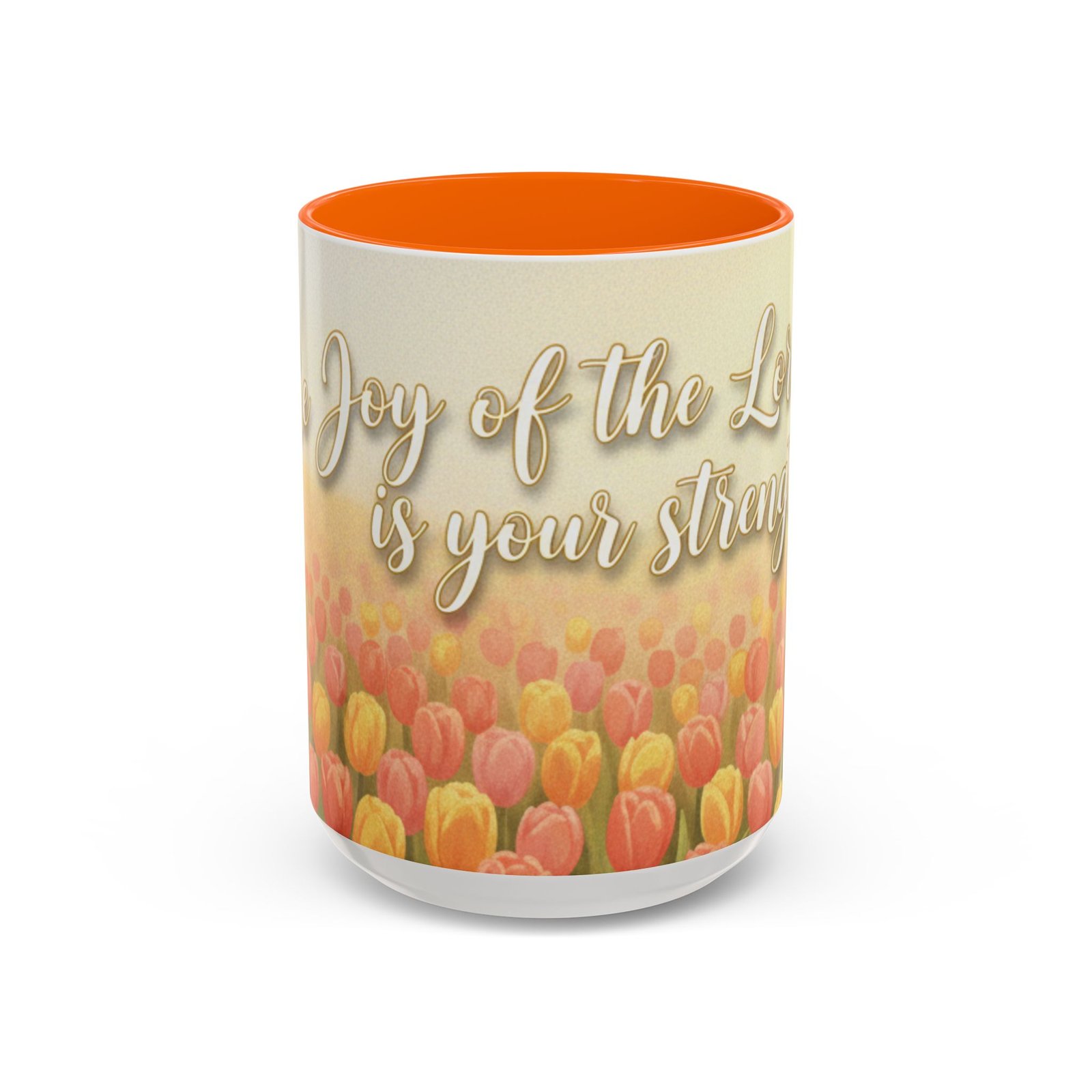 faith tulip accent coffee mug — “joy of the lord is your strength” inspirational christian gift faith tulip accent coffee mug — “joy of the lord is your strength” inspirational christian gift