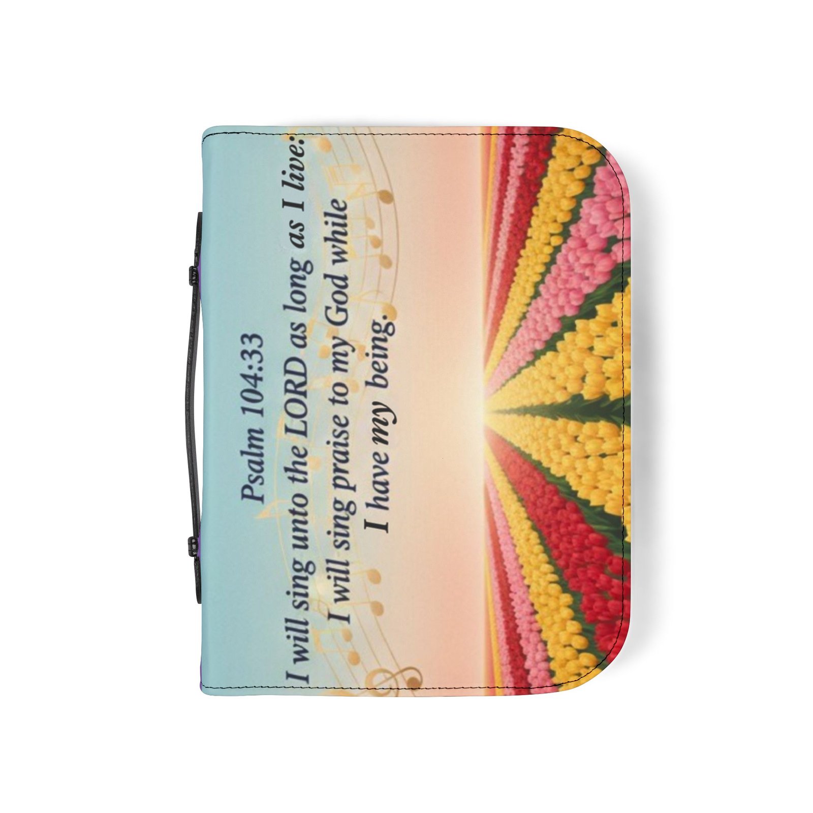 bible cover — psalm 143:8 inspirational zippered bible case with colorful sunrise design bible cover — psalm 143:8 inspirational zippered bible case with colorful sunrise design