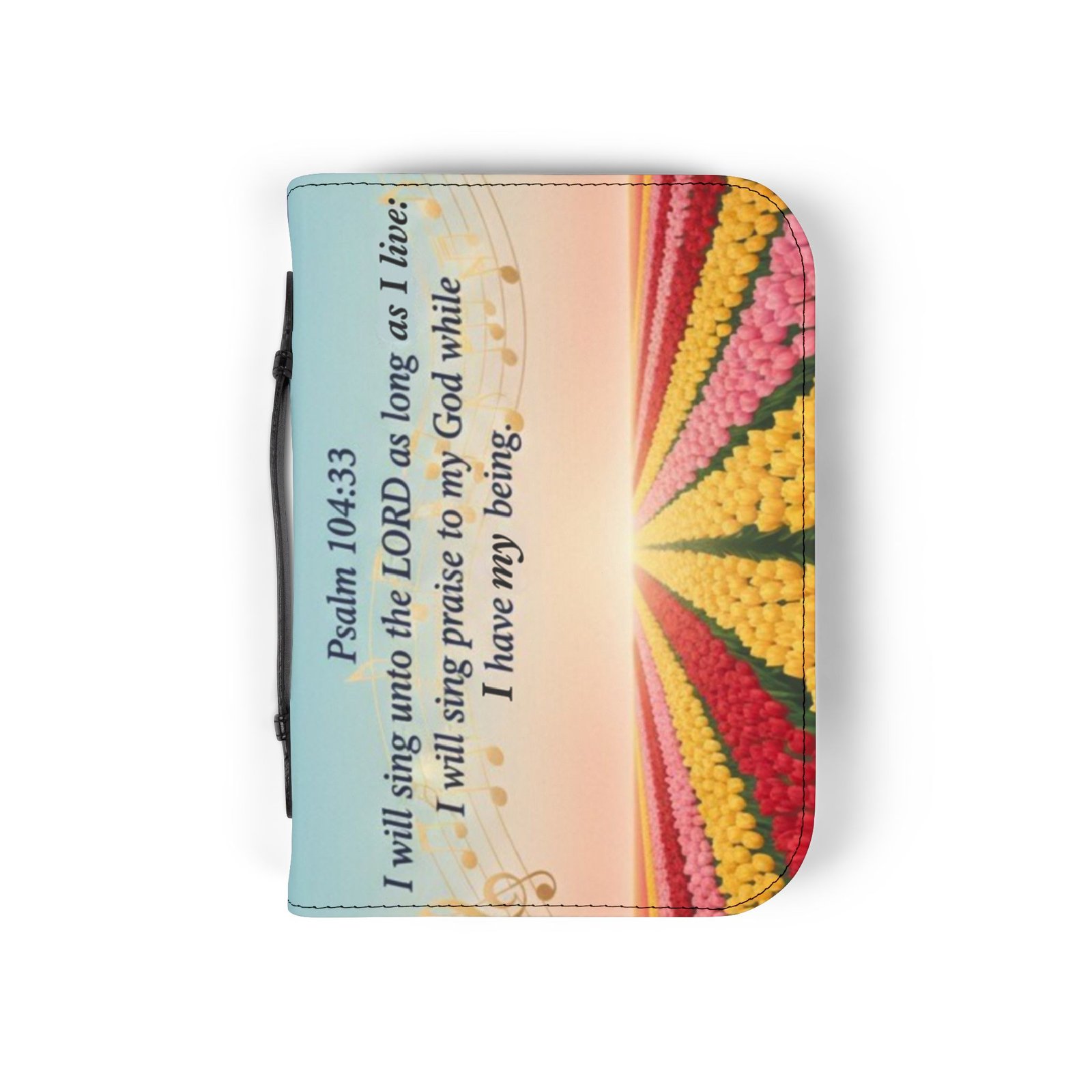 bible cover — psalm 143:8 inspirational zippered bible case with colorful sunrise design bible cover — psalm 143:8 inspirational zippered bible case with colorful sunrise design
