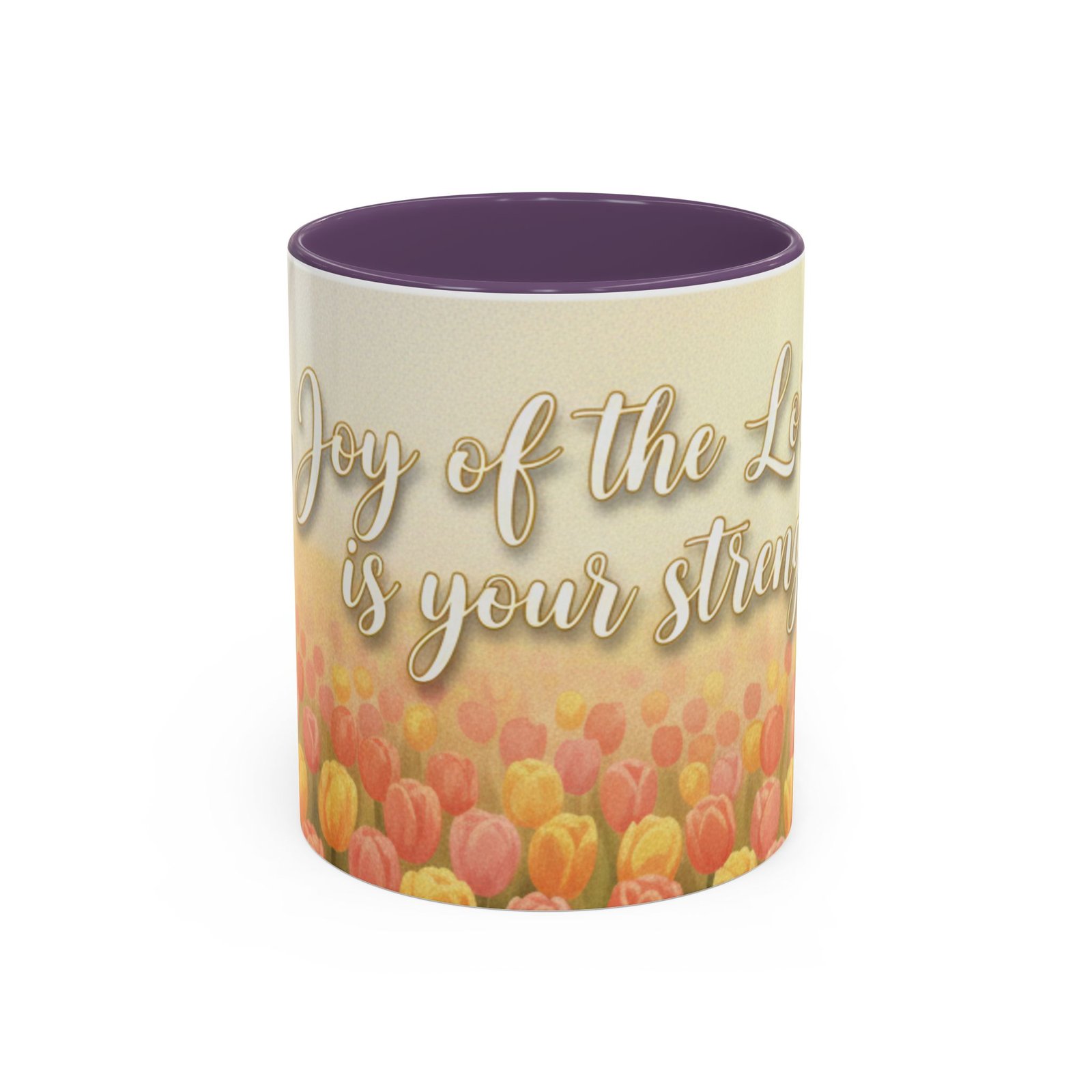 faith tulip accent coffee mug — “joy of the lord is your strength” inspirational christian gift faith tulip accent coffee mug — “joy of the lord is your strength” inspirational christian gift