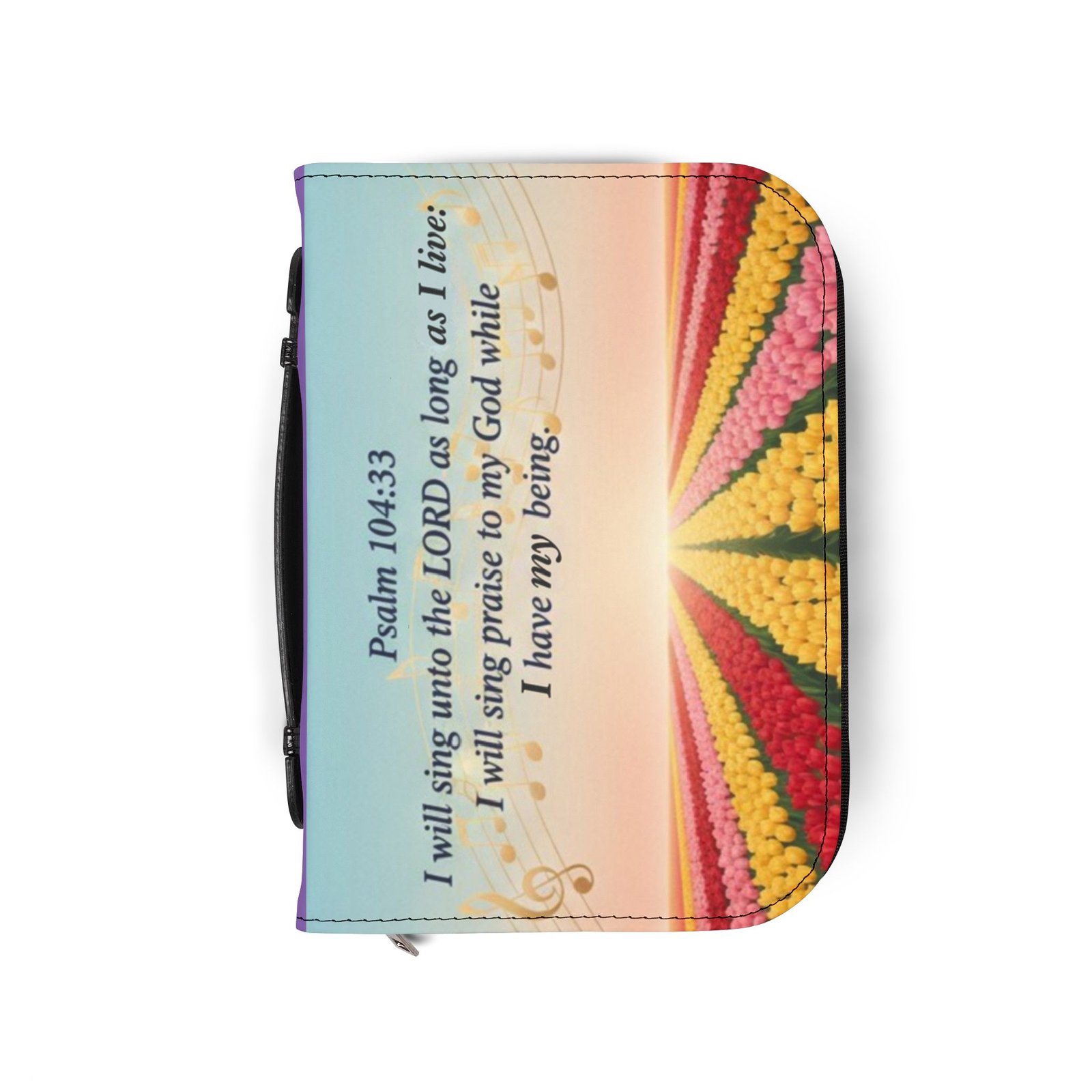 bible cover — psalm 143:8 inspirational zippered bible case with colorful sunrise design bible cover — psalm 143:8 inspirational zippered bible case with colorful sunrise design
