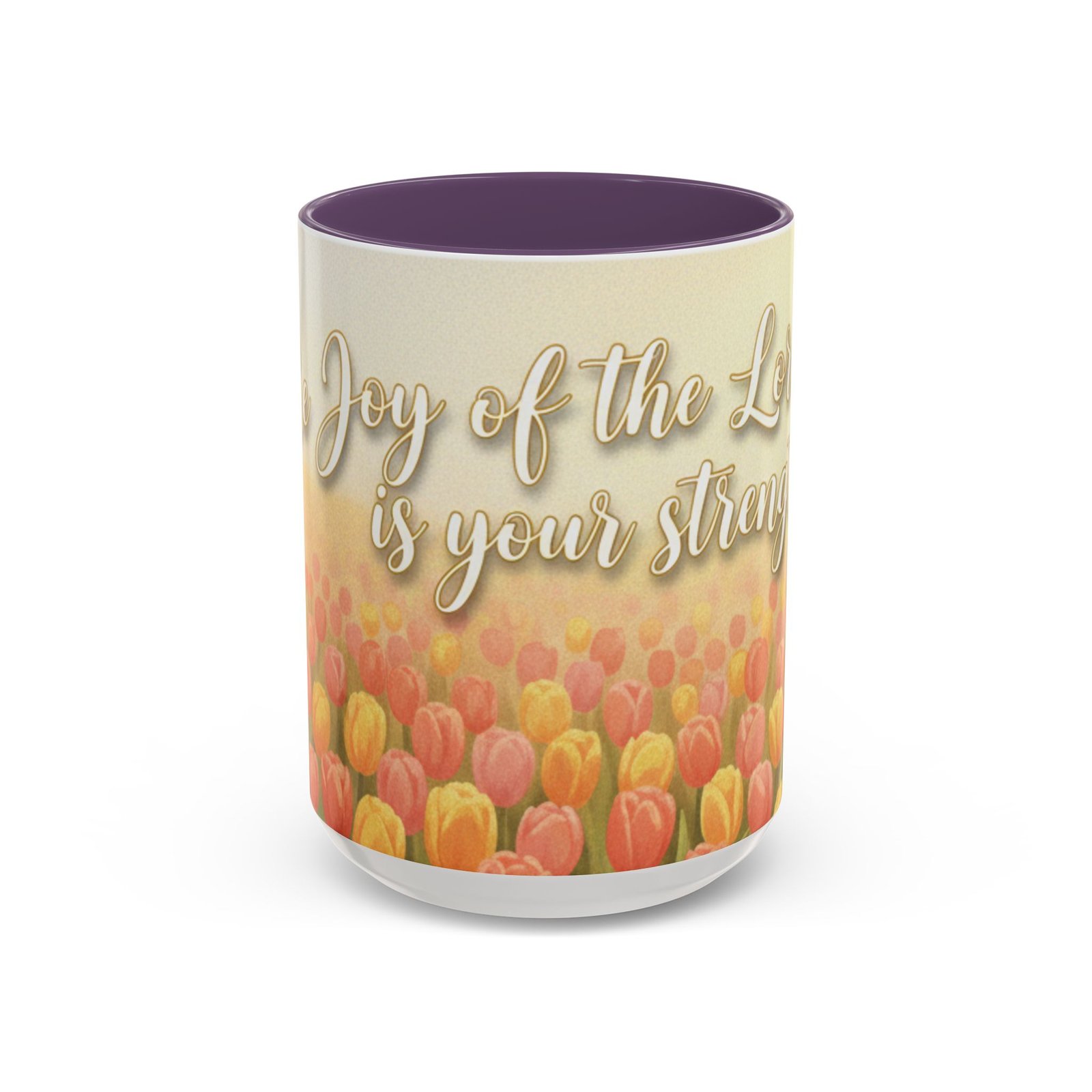 faith tulip accent coffee mug — “joy of the lord is your strength” inspirational christian gift faith tulip accent coffee mug — “joy of the lord is your strength” inspirational christian gift