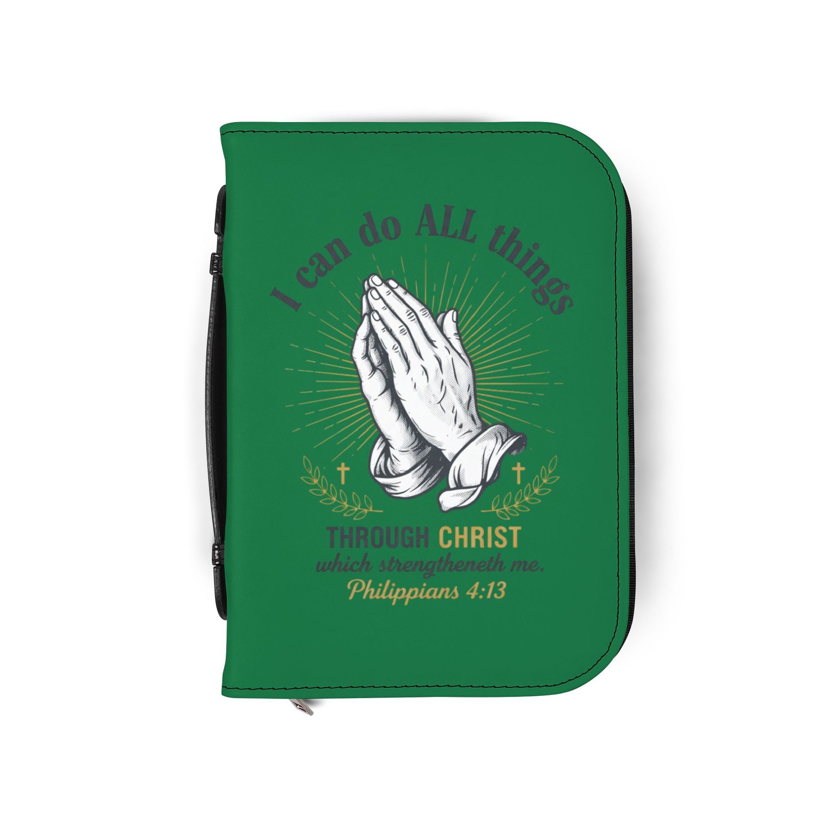 bible cover "i can do all things through christ" praying hands protective zip bible case bible cover "i can do all things through christ" praying hands protective zip bible case