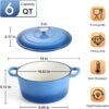 6qt dutch oven, cast iron dutch oven pot with lid for bread baking, enameled casserole pot, blue