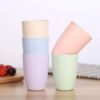 wheat straw unbreakable cup (12 oz) reusable drinking glasses set of 5 dishwasher safe tumbler bpa free & eco friendly (5pcs)