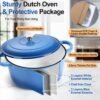 6qt dutch oven, cast iron dutch oven pot with lid for bread baking, enameled casserole pot, blue