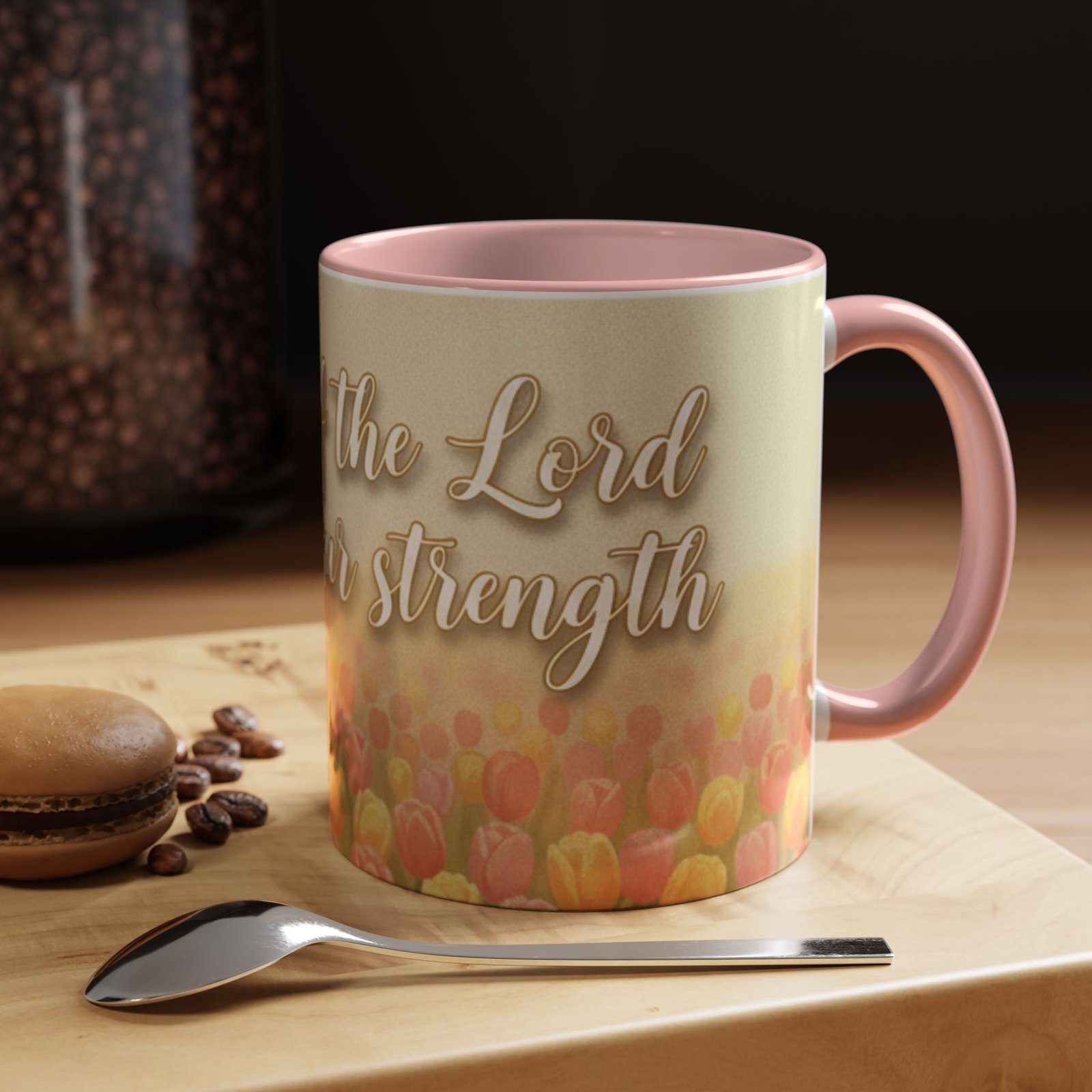 faith tulip accent coffee mug — “joy of the lord is your strength” inspirational christian gift faith tulip accent coffee mug — “joy of the lord is your strength” inspirational christian gift