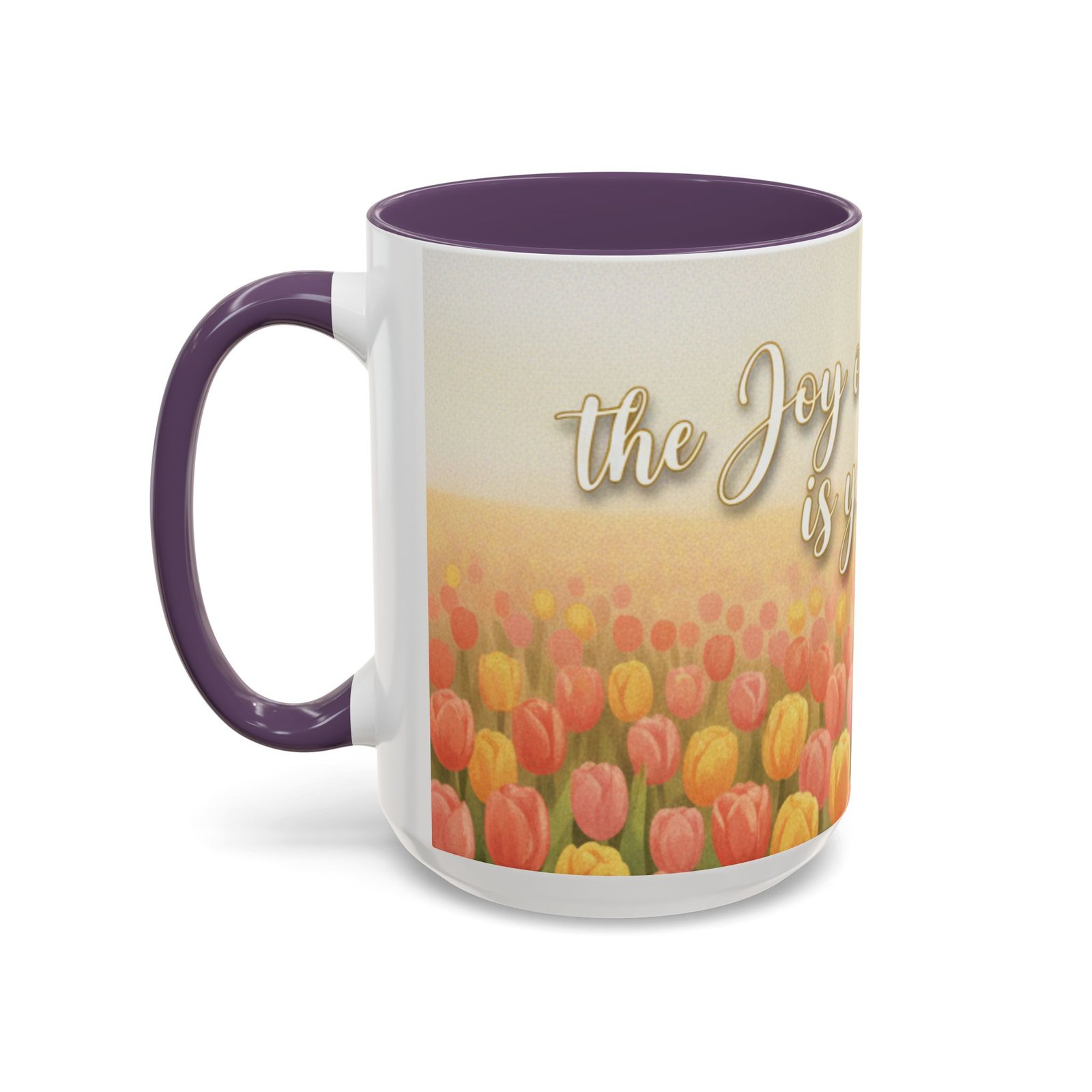 faith tulip accent coffee mug — “joy of the lord is your strength” inspirational christian gift faith tulip accent coffee mug — “joy of the lord is your strength” inspirational christian gift