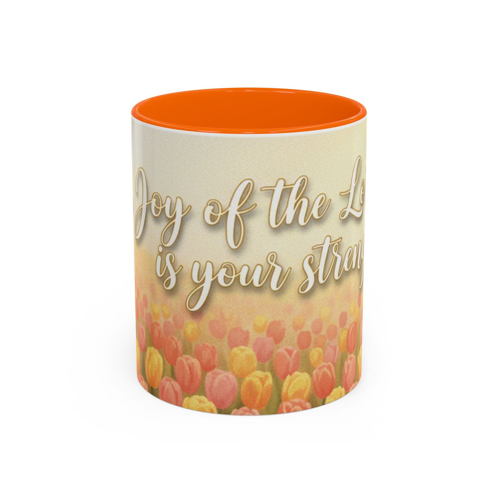 faith tulip accent coffee mug — “joy of the lord is your strength” inspirational christian gift faith tulip accent coffee mug — “joy of the lord is your strength” inspirational christian gift
