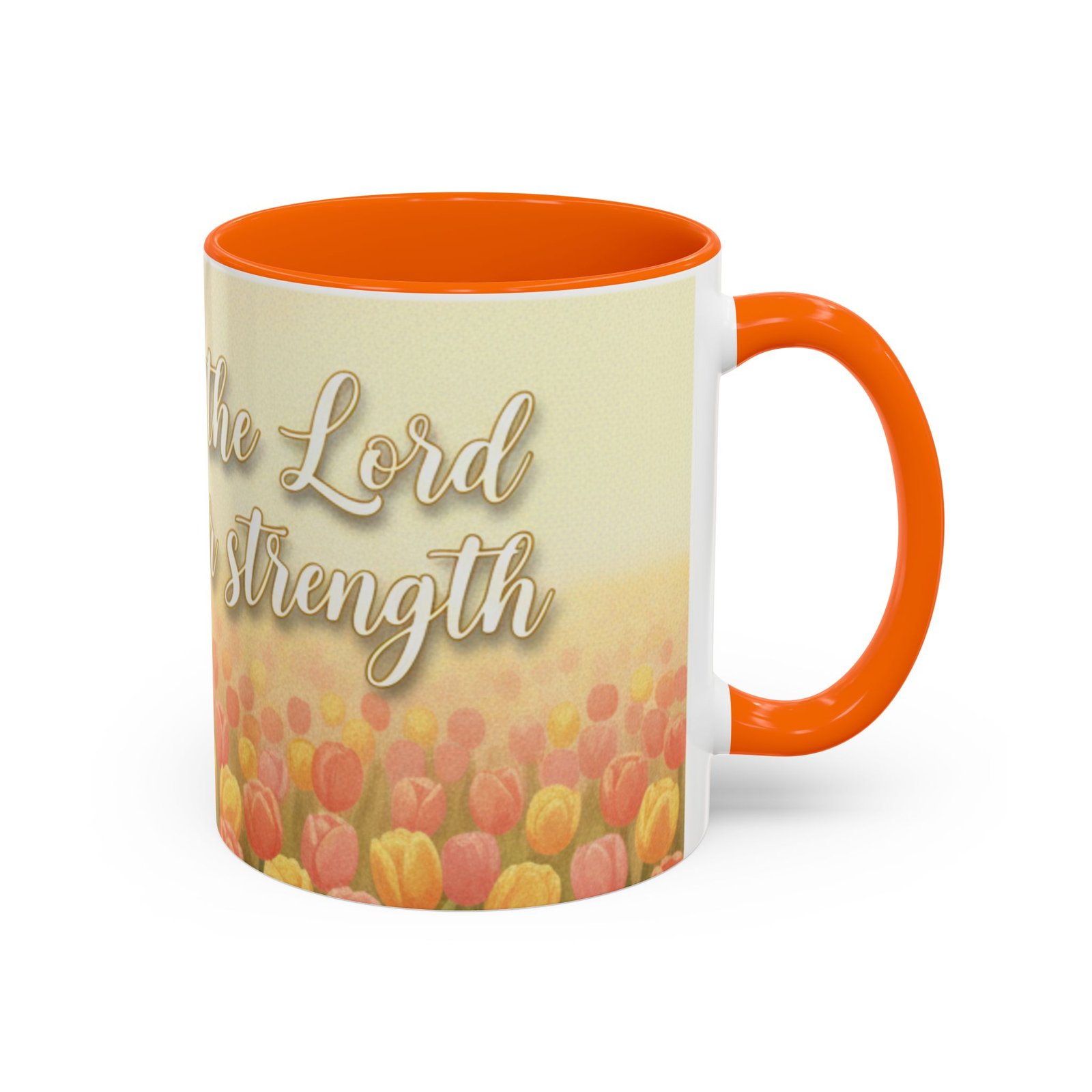 faith tulip accent coffee mug — “joy of the lord is your strength” inspirational christian gift faith tulip accent coffee mug — “joy of the lord is your strength” inspirational christian gift