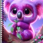 glitter koala purple notebook