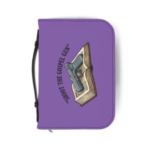 bible cover — 'shoot the gospel gun' illustrated bible case (purple)