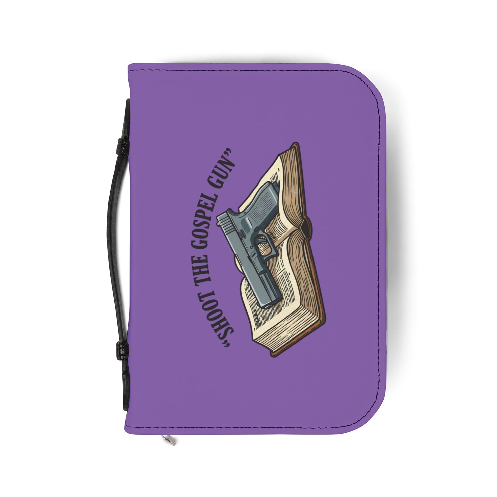 Bible Cover — 'Shoot the Gospel Gun' Illustrated Bible Case (Purple) bible cover — 'shoot the gospel gun' illustrated bible case (purple)